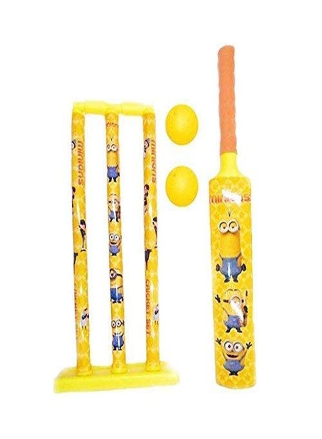 Ngel Junior Plastic Cricket Set with Bat,Balls, Wickets,Bells- Indoor Beach Outdoor Garden Play Set for Kids (Yellow)